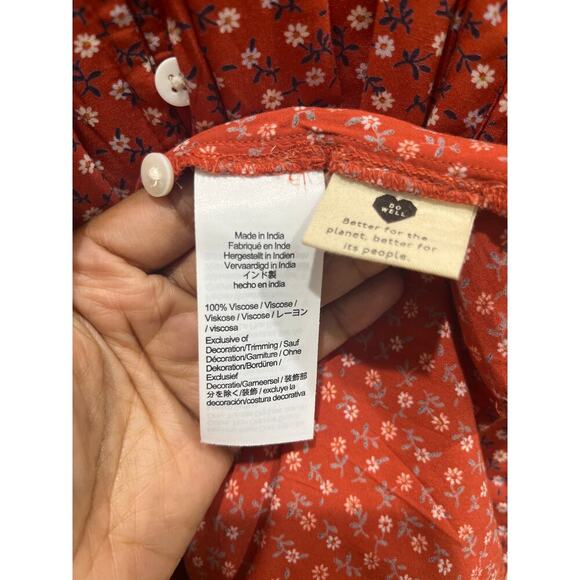 Madewell Challis Red Button-Front Mini Dress in Tiny Daisy Sz XS - Picture 7 of 11